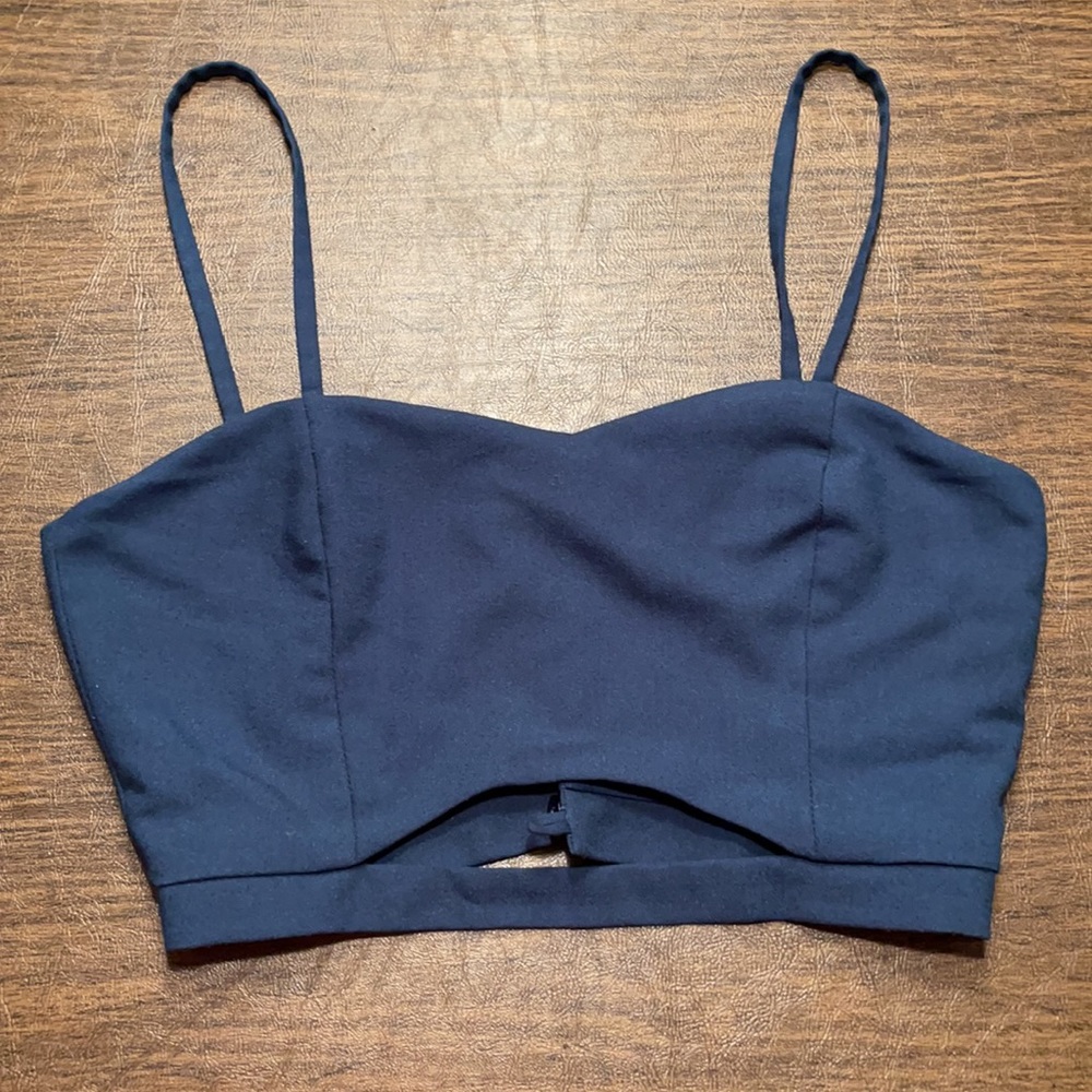 Missguided Ocean Crepe Cut Out Bralet Top in Teal